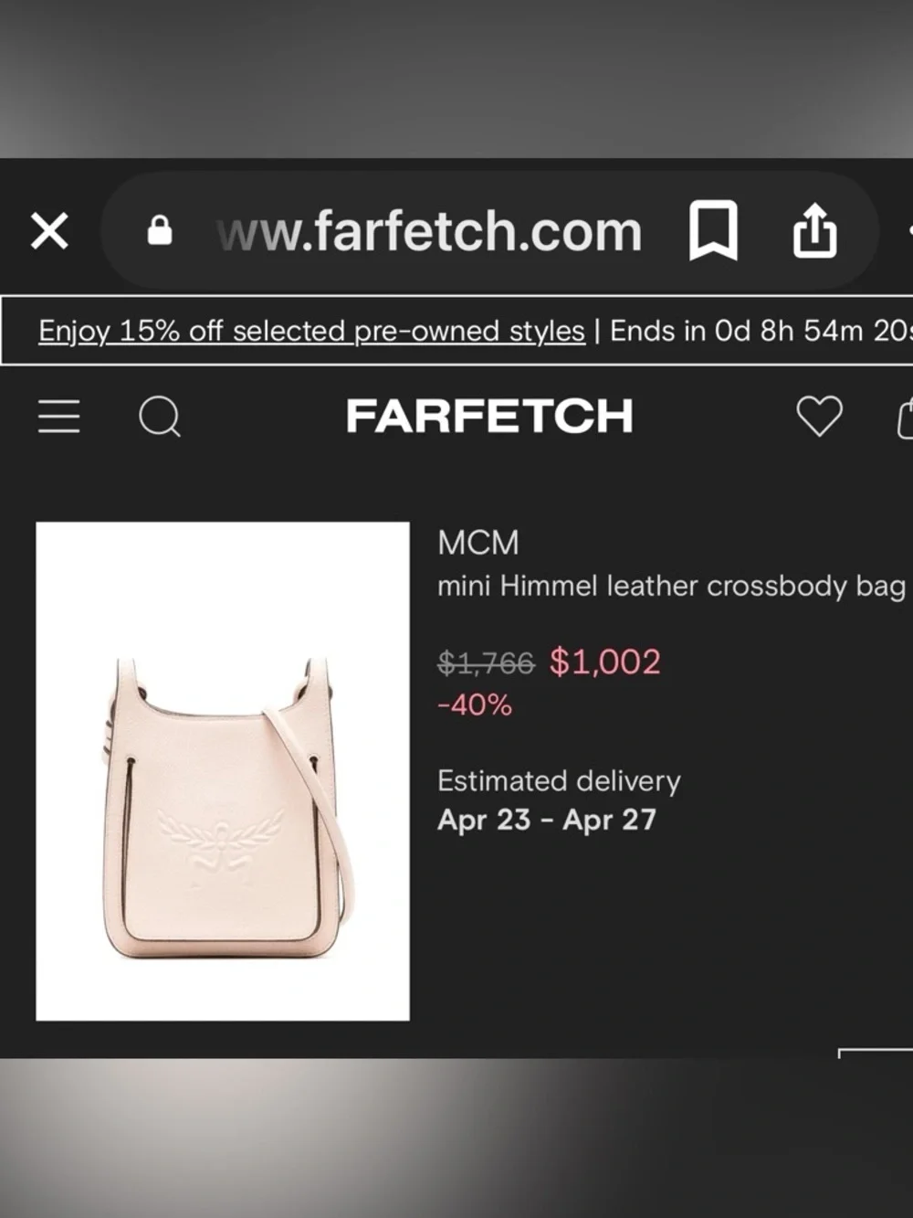 MCM Pale Pink Leather Mini Himmel Hobo Crossbody Bag